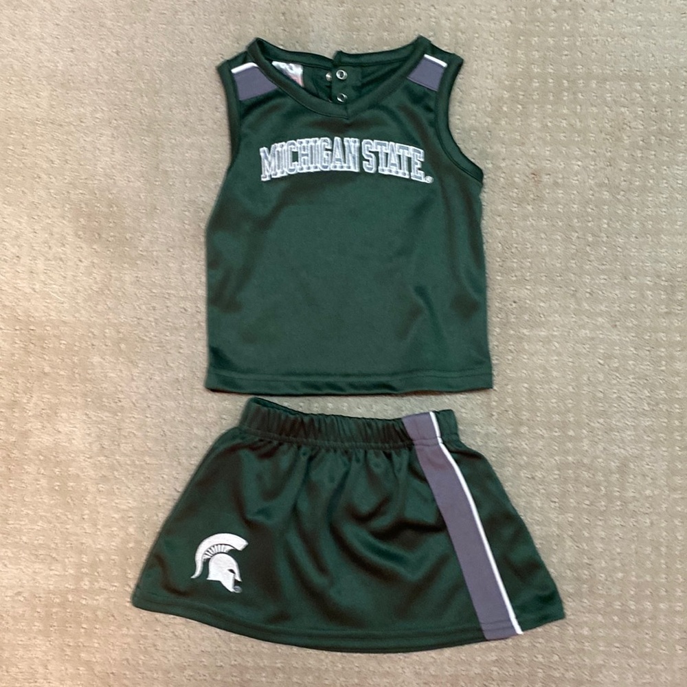 Toddler Michigan State MSU cheerleader skirt jersey 18m
